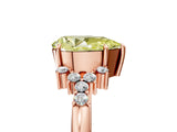 Rose gold Fancy Yellow Pear Cut Diamond Ring with Side Stones and Four-Prong Setting_121