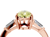 Rose gold Fancy Yellow Pear  Cut Diamond Ring with Tapered Baguette Side Stones in Four-Prong Setting_7