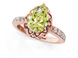 Rose gold Fancy Yellow Pear Cut Diamond Scalloped Halo Engagement Ring with Round Shared Prong Band_13