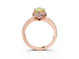 Rose gold Fancy Yellow Pear Cut Diamond Scalloped Halo Engagement Ring with Round Shared Prong Band_15