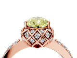 Rose gold Fancy Yellow Pear Cut Diamond Scalloped Halo Engagement Ring with Round Shared Prong Band_16