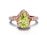 Rose gold Fancy Yellow Pear Cut Diamond Scalloped Halo Engagement Ring with Round Shared Prong Band_24