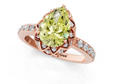 Rose gold Fancy Yellow Pear Cut Diamond Scalloped Halo Engagement Ring with Round Shared Prong Band_25