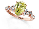 Rose gold Fancy Yellow Pear Cut Diamond Scattered Round Accent Ring with Prong Setting_13