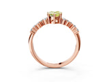 Rose gold Fancy Yellow Pear Cut Diamond Scattered Round Accent Ring with Prong Setting_15