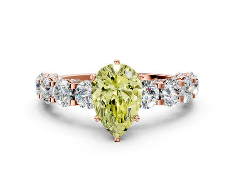 Rose gold Fancy Yellow Pear Cut Diamond Side Stone Engagement Ring with Four-Prong Setting_36