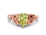 Rose gold Fancy Yellow Pear Cut Diamond Solitaire Celtic Knot Ring with Four-Prong Setting_41