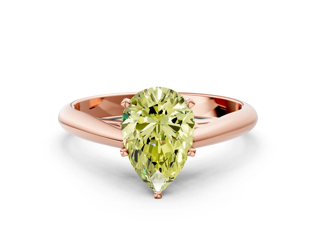 Rose gold Fancy Yellow Pear Cut Diamond Solitaire Engagement Ring with Cathedral Setting and Four-Prong Mount_30