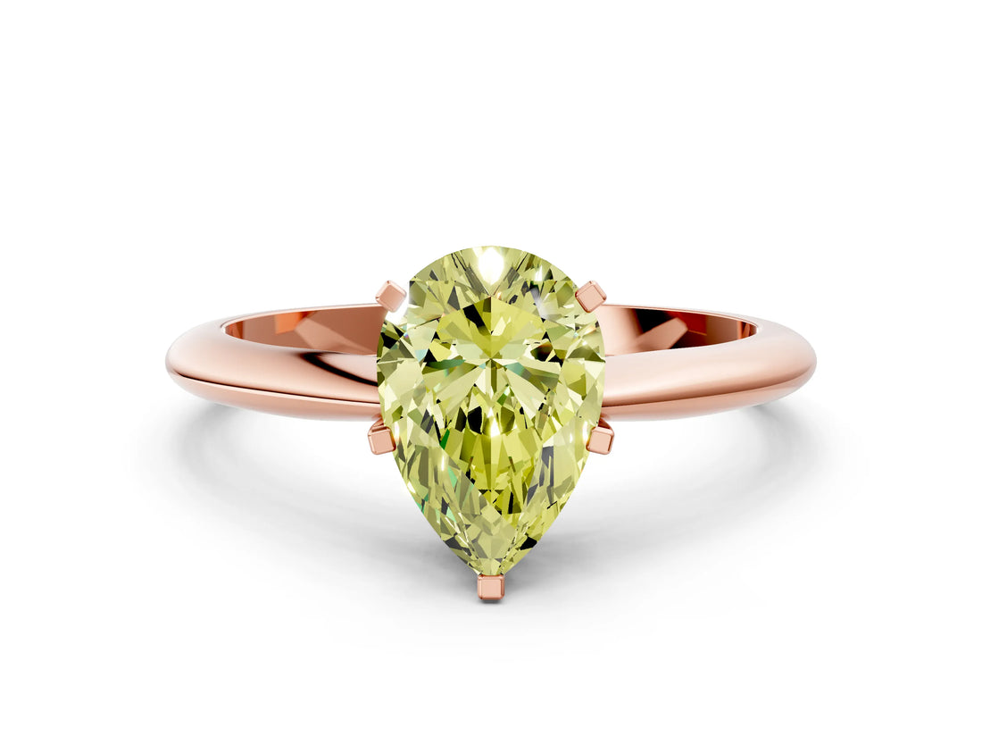 Rose gold Fancy Yellow Pear Cut Diamond Solitaire Engagement Ring with Classic Band and Four-Prong Setting_24