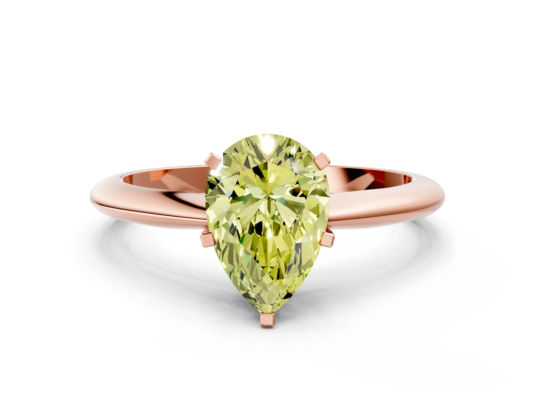 Rose gold Fancy Yellow Pear Cut Diamond Solitaire Engagement Ring with Classic Band and Four-Prong Setting_87