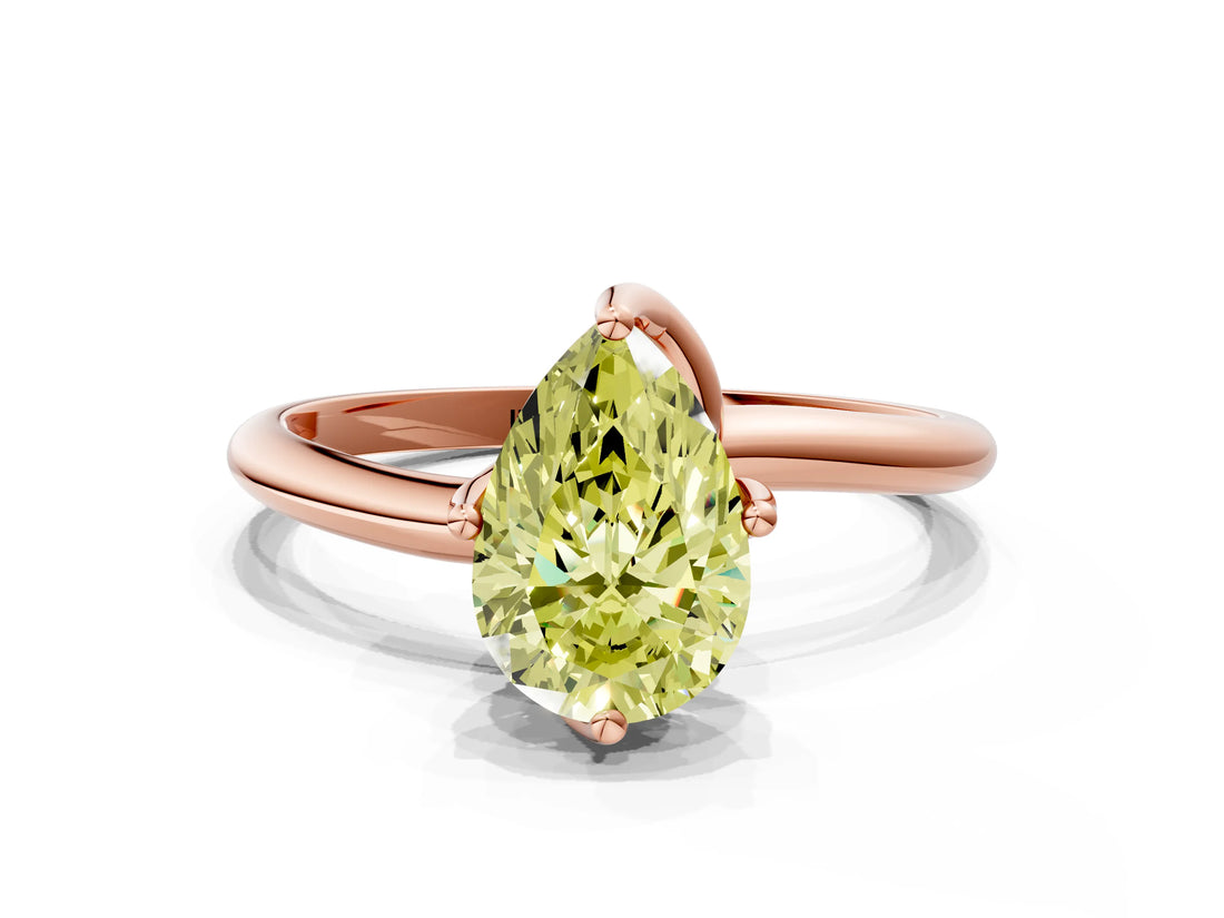 Rose gold Fancy Yellow Pear Cut Diamond Solitaire Engagement Ring with Four-Prong Setting and Classic Band_20