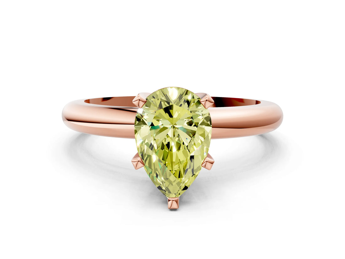 Rose gold Fancy Yellow Pear Cut Diamond Solitaire Engagement Ring with Round Band and Four-Prong Setting_170