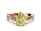 Rose gold Fancy Yellow Pear Cut Diamond Solitaire Engagement Ring with Twisted Pavé Band and Four-Prong Setting_44