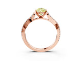 Rose gold Fancy Yellow Pear Cut Diamond Solitaire Engagement Ring with Twisted Pavé Band and Four-Prong Setting_47