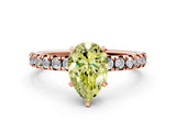 Rose gold Fancy Yellow Pear Cut Diamond Solitaire Pavé Engagement Ring with Round Band and Prong Setting_49