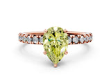 Rose gold Fancy Yellow Pear Cut Diamond Solitaire Pavé Engagement Ring with Round Band and Prong Setting_61