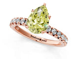 Rose gold Fancy Yellow Pear Cut Diamond Solitaire Pavé Engagement Ring with Round Band and Prong Setting_62
