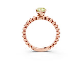 Rose gold Fancy Yellow Pear Cut Diamond Solitaire Ring with Beaded Band and Prong Setting_294