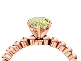 Rose gold Fancy Yellow Pear Cut Diamond Solitaire Ring with Beaded Band and Prong Setting_295
