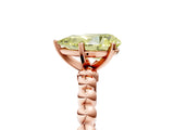 Rose gold Fancy Yellow Pear Cut Diamond Solitaire Ring with Beaded Band and Prong Setting_296