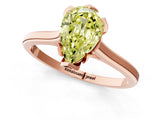 Rose gold Fancy Yellow Pear Cut Diamond Solitaire Ring with Flower Prong Setting and Classic Band_37