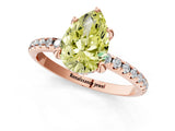 Rose gold Fancy Yellow Pear Cut Diamond Solitaire Ring with Four-Prong Setting and Pavé Band_4