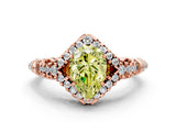 Rose gold Fancy Yellow Pear Cut Diamond Solitaire Ring with Hidden Halo and Pavé Band_27