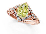 Rose gold Fancy Yellow Pear Cut Diamond Solitaire Ring with Hidden Halo and Pavé Band_28
