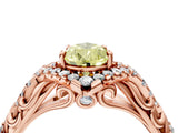 Rose gold Fancy Yellow Pear Cut Diamond Solitaire Ring with Hidden Halo and Pavé Band_31