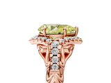 Rose gold Fancy Yellow Pear Cut Diamond Solitaire Ring with Hidden Halo and Pavé Band_32