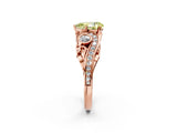 Rose gold Fancy Yellow Pear Cut Diamond Solitaire Ring with Milgrain Pavé Band and Four-Prong Setting_179