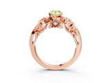 Rose gold Fancy Yellow Pear Cut Diamond Solitaire Ring with Milgrain Pavé Band and Four-Prong Setting_180