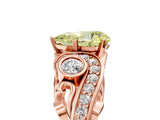 Rose gold Fancy Yellow Pear Cut Diamond Solitaire Ring with Milgrain Pavé Band and Four-Prong Setting_182