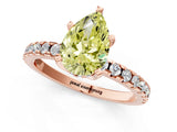 Rose gold Fancy Yellow Pear Cut Diamond Solitaire Ring with Pavé Band and Four-Prong Setting_62