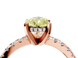 Rose gold Fancy Yellow Pear Cut Diamond Solitaire Ring with Pavé Band and Four-Prong Setting_65