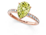 Rose gold Fancy Yellow Pear Cut Diamond Solitaire Ring with Pavé Band and Hidden Halo_21