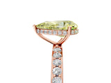Rose gold Fancy Yellow Pear Cut Diamond Solitaire Ring with Pavé Band and Hidden Halo_25