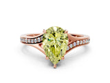 Rose gold Fancy Yellow Pear Cut Diamond Solitaire Ring with Pavé Band and Prong Setting_12