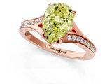 Rose gold Fancy Yellow Pear Cut Diamond Solitaire Ring with Pavé Band and Prong Setting_13