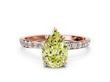 Rose gold Fancy Yellow Pear Cut Diamond Solitaire Ring with Pave Band and Four Prong Setting_87