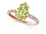 Rose gold Fancy Yellow Pear Cut Diamond Solitaire Ring with Pave Band and Four Prong Setting_88