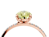 Rose gold Fancy Yellow Pear Cut Diamond Solitaire Ring with Pave Band and Four Prong Setting_91