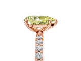 Rose gold Fancy Yellow Pear Cut Diamond Solitaire Ring with Pave Band and Four Prong Setting_92