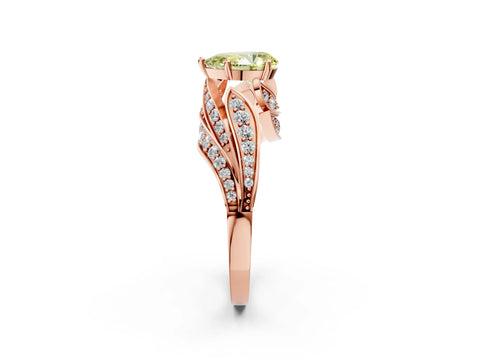 Rose gold Fancy Yellow Pear Cut Diamond Solitaire Ring with Prong Setting and Twisted Pavé Band_2