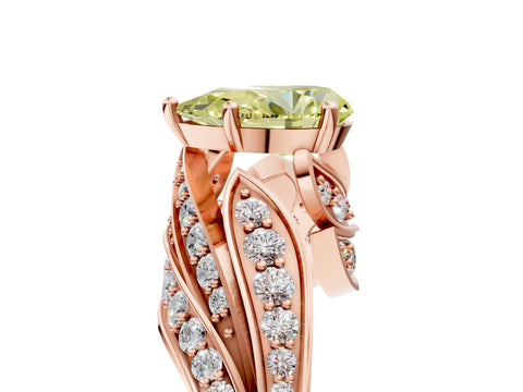 Rose gold Fancy Yellow Pear Cut Diamond Solitaire Ring with Prong Setting and Twisted Pavé Band_5