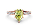 Rose gold Fancy Yellow Pear Cut Diamond Solitaire Ring with Round  Pavé Band and Four-Prong Setting_48