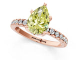 Rose gold Fancy Yellow Pear Cut Diamond Solitaire Ring with Round  Pavé Band and Four-Prong Setting_49