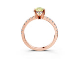 Rose gold Fancy Yellow Pear Cut Diamond Solitaire Ring with Round  Pavé Band and Four-Prong Setting_51