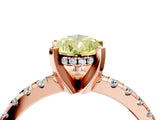 Rose gold Fancy Yellow Pear Cut Diamond Solitaire Ring with Round  Pavé Band and Four-Prong Setting_52