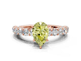Rose gold Fancy Yellow Pear Cut Diamond Solitaire Ring with Shared Prong Pavé Band and Four-Prong Setting_66